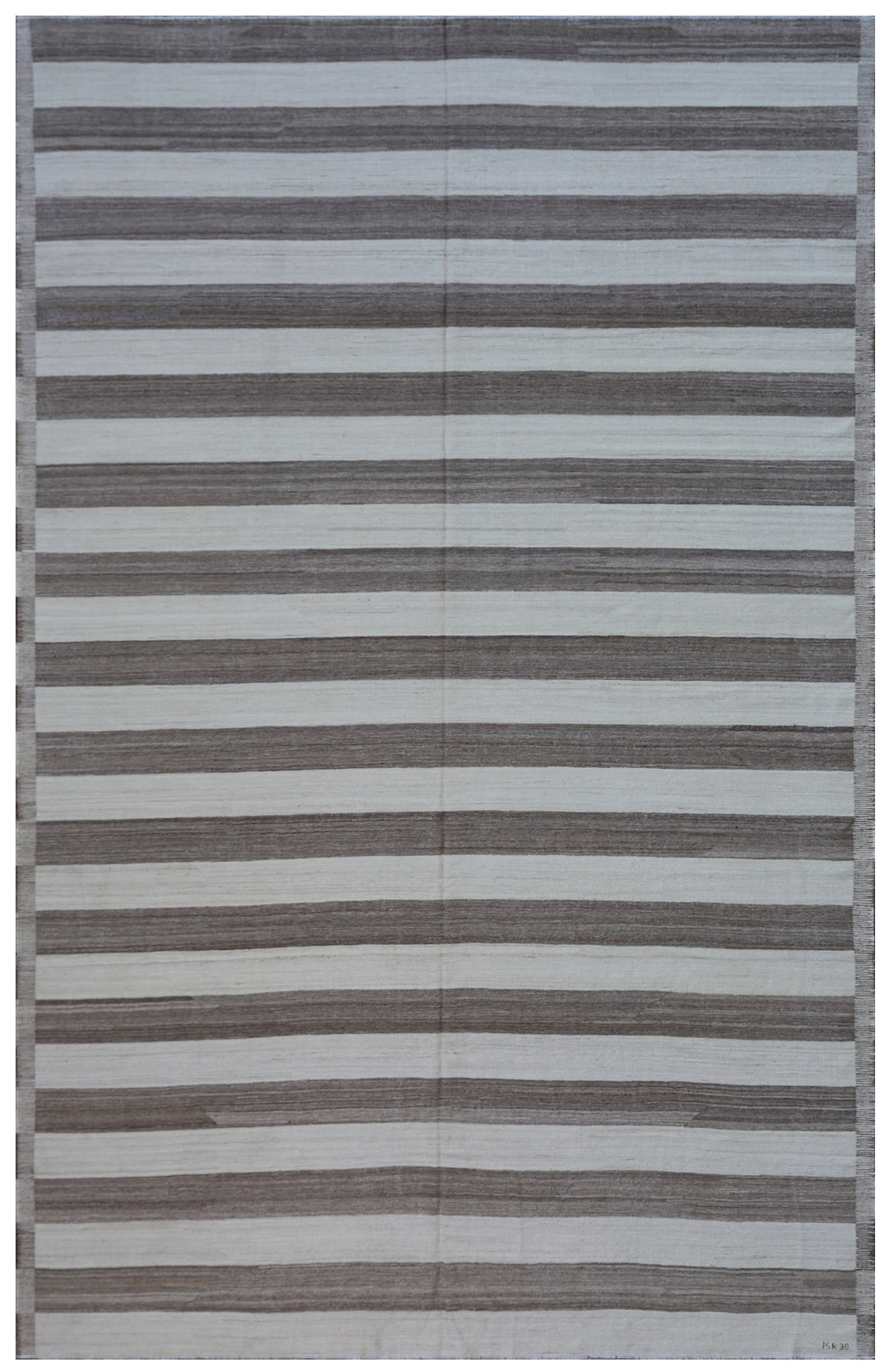 10'x14' Large Ariana Striped Ivory and Brown Hand Knotted Kilim Collection