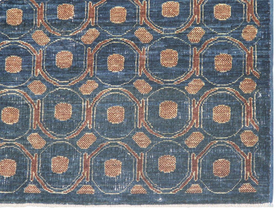 4'x6' Ariana Small Modern Circular Design Navy and Brown Handmade Rug
