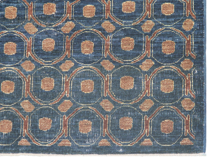 4'x6' Ariana Small Modern Circular Design Navy and Brown Handmade Rug