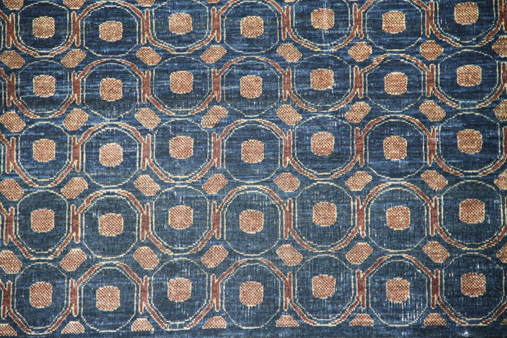 4'x6' Ariana Small Modern Circular Design Navy and Brown Handmade Rug