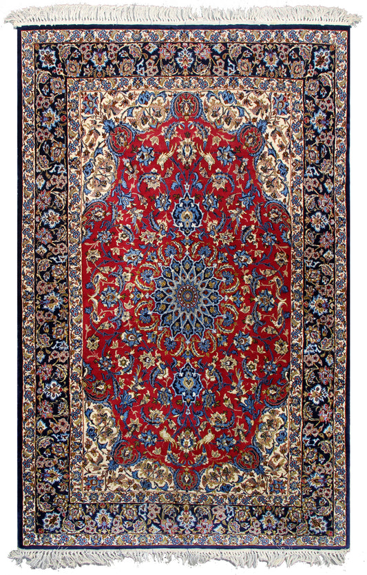 4'x6' Ted Blue Persian Isfahan Rug