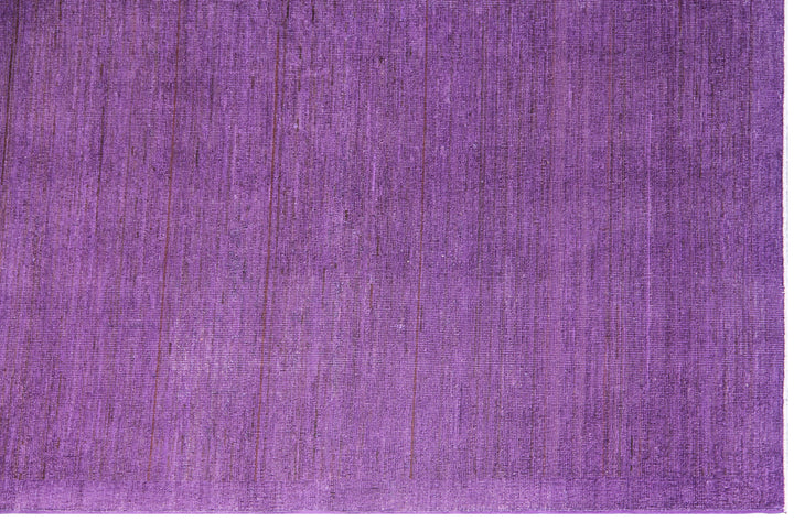 8'x10' Solid Design Plain Purple Thin Hand-Knotted Area Rug Ariana Over-dye