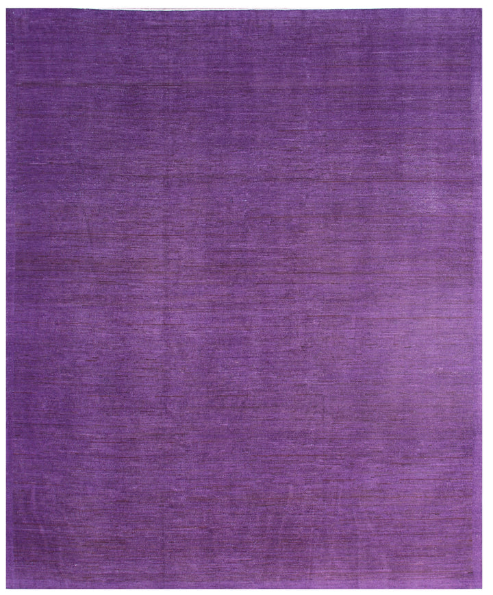 8'x10' Solid Design Plain Purple Thin Hand-Knotted Area Rug Ariana Over-dye