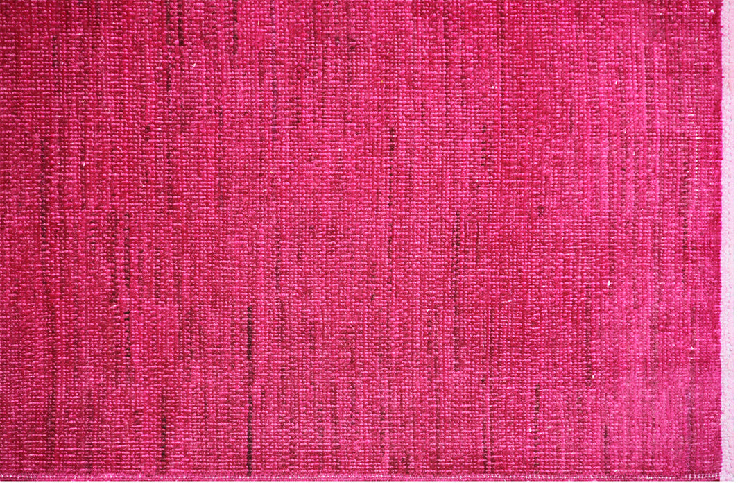 6'x10' Solid Hot Pink Hand-Knotted Ariana Over-dye Area Rug