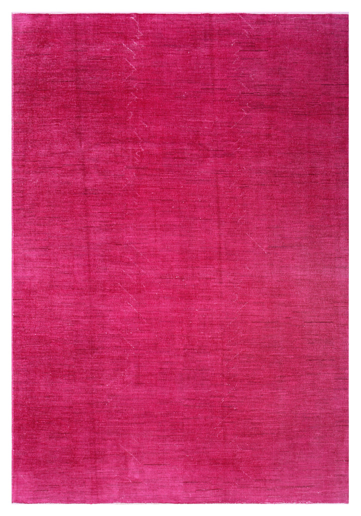 6'x10' Solid Hot Pink Hand-Knotted Ariana Over-dye Area Rug