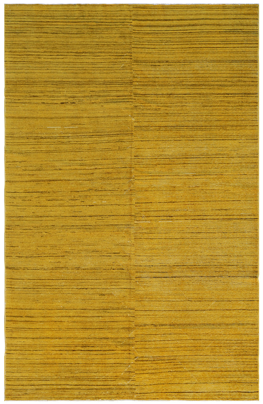 6'x9' Mustered Gold Brown Stria Design Ariana Over-dye Rug