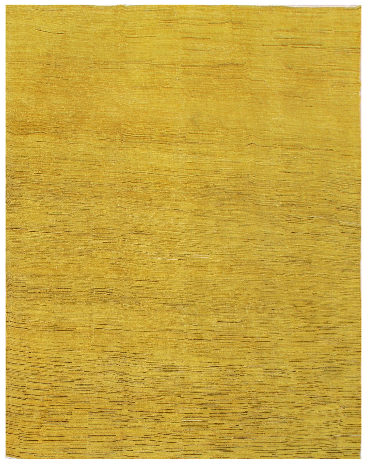 8'x10' Solid Gold and Brown Stria Design Ariana Over-dyed Hand-Knotted Area Rug