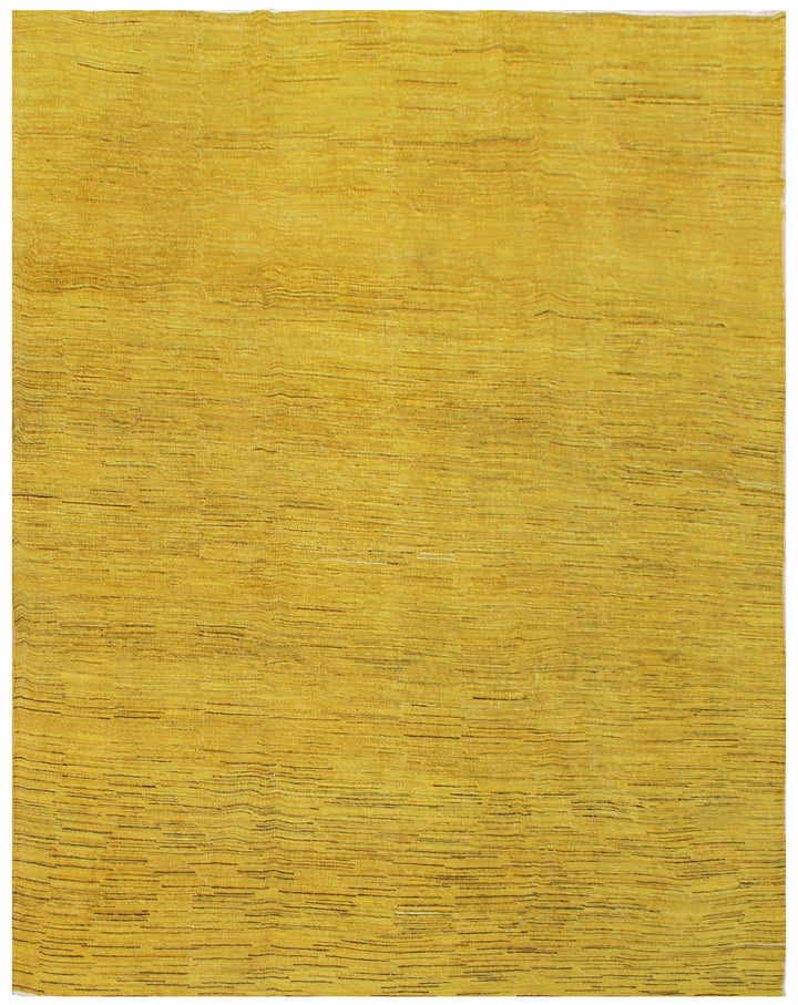 8'x10' Solid Gold and Brown Stria Design Ariana Over-dyed Hand-Knotted Area Rug