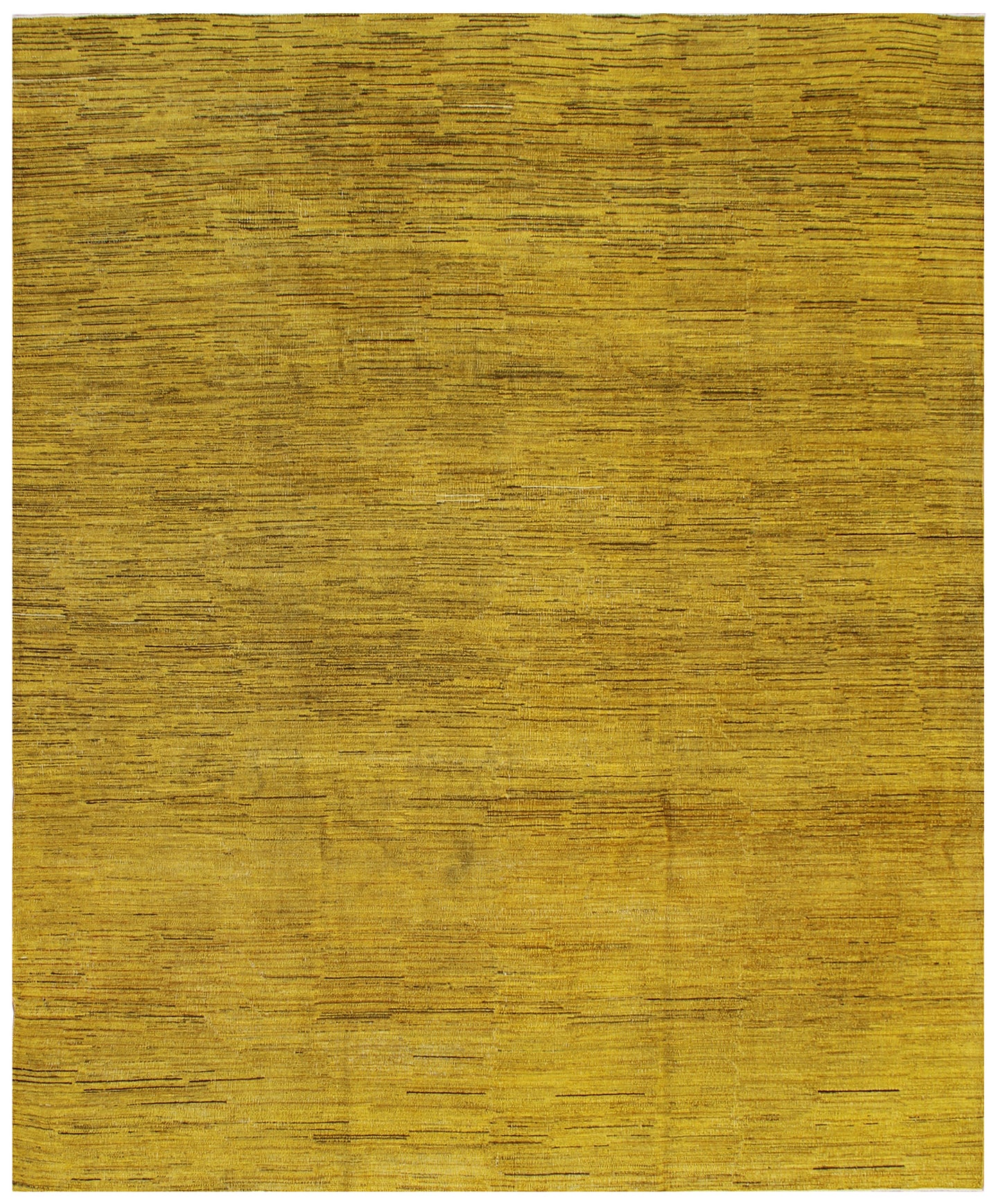 8'x10' Solid Gold and Brown Stria Design Ariana Over-dyed Hand-Knotted Area Rug