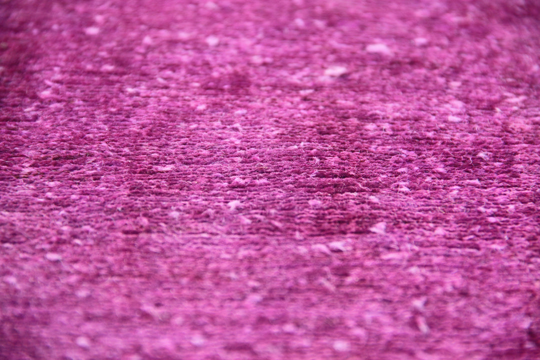 8'x9' Plain Magenta Pink Hand-knotted Wool Ariana Over-dye Area Rug