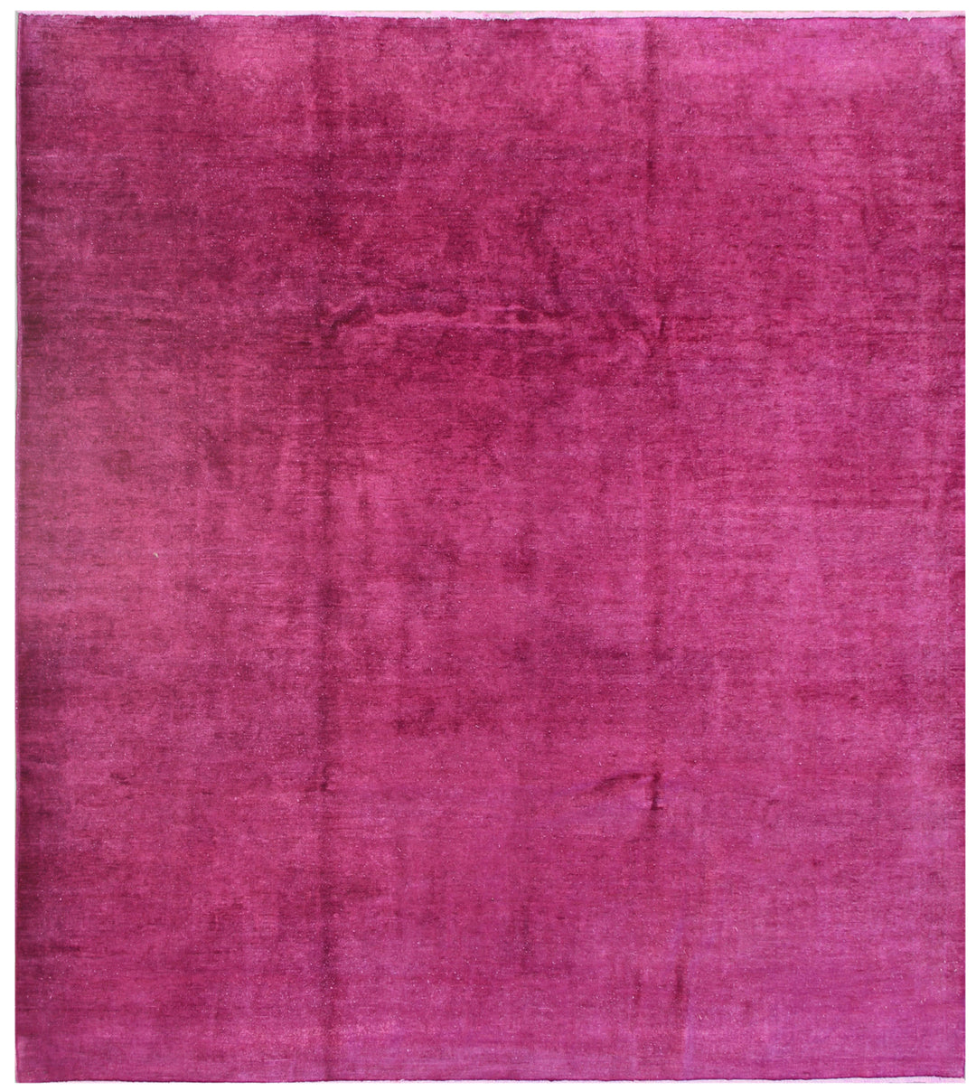 8'x9' Plain Magenta Pink Hand-knotted Wool Ariana Over-dye Area Rug