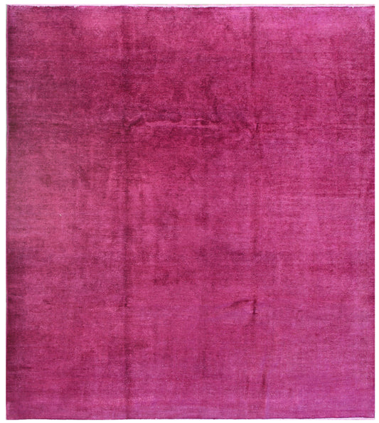 8'x9' Plain Magenta Pink Hand-knotted Wool Ariana Over-dye Area Rug