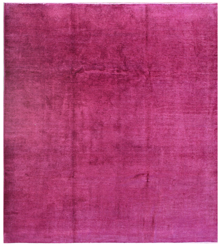 8'x9' Plain Magenta Pink Hand-knotted Wool Ariana Over-dye Area Rug