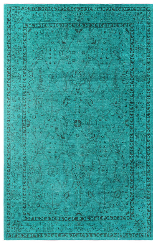 6'x9' Teal Blue Persian Design Ariana Overdye Rug