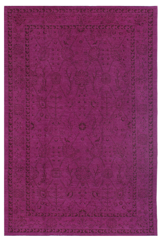 6'x9' Purple Persian Design Ariana Overdyed Rug