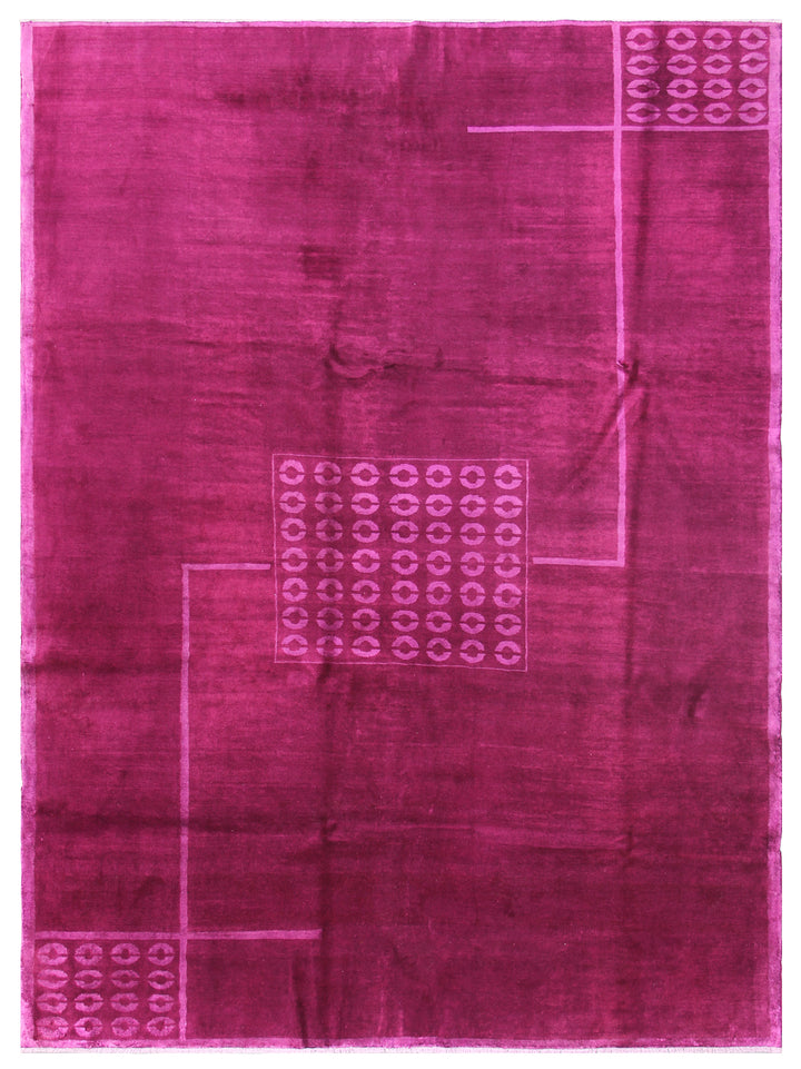 6'x9' Fuschia Magenta Pink Geometric Ariana Overdyed Rug