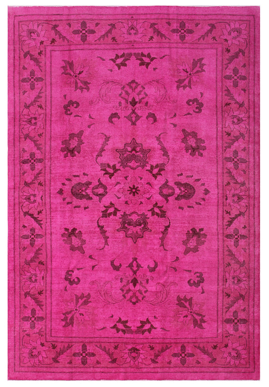 7'x10' Pink Persian Design Ariana Overdyed Rug