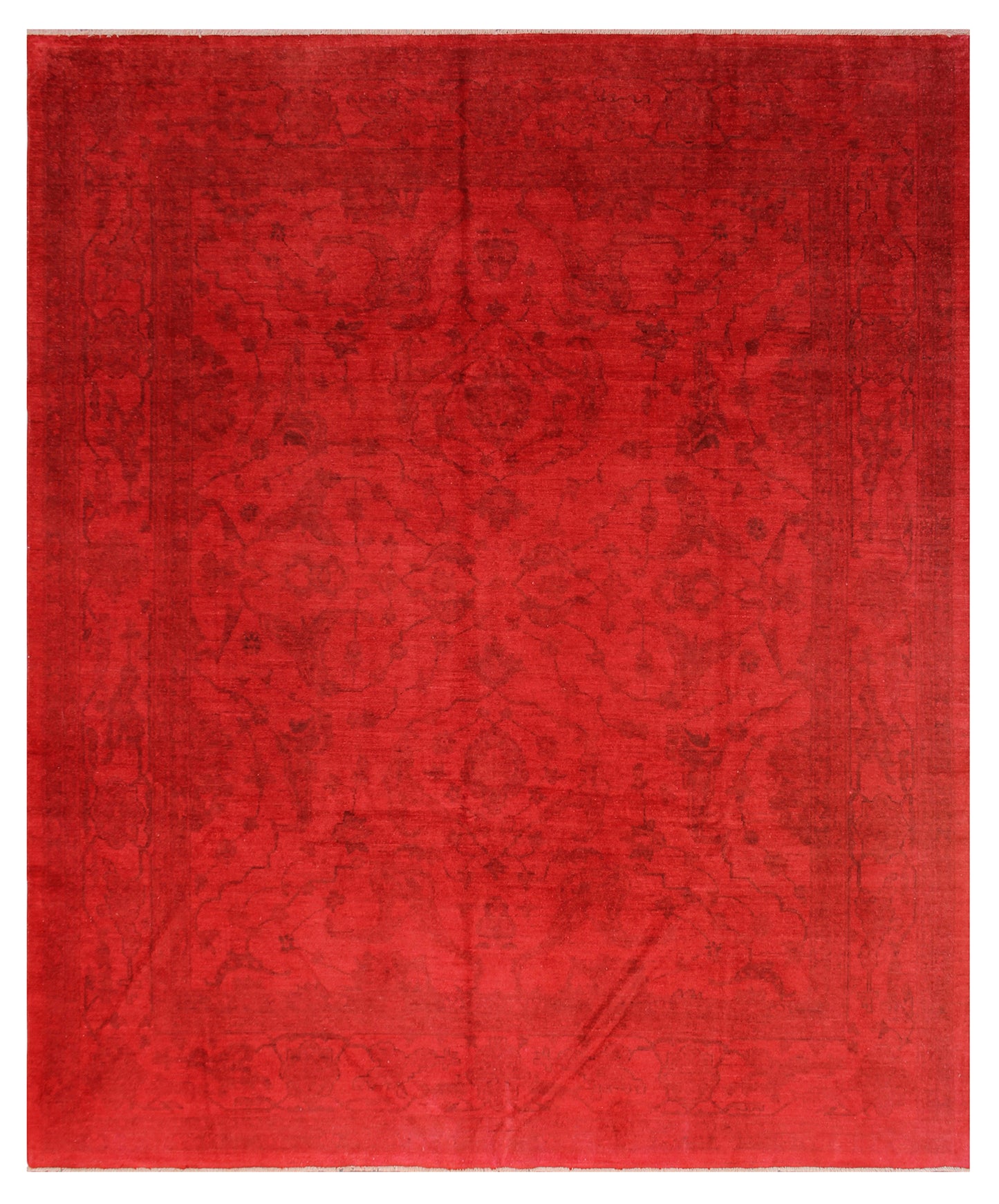 9.11 x  8.00 Persian Design Red Hand-knotted Durable Over-dye Area Rug