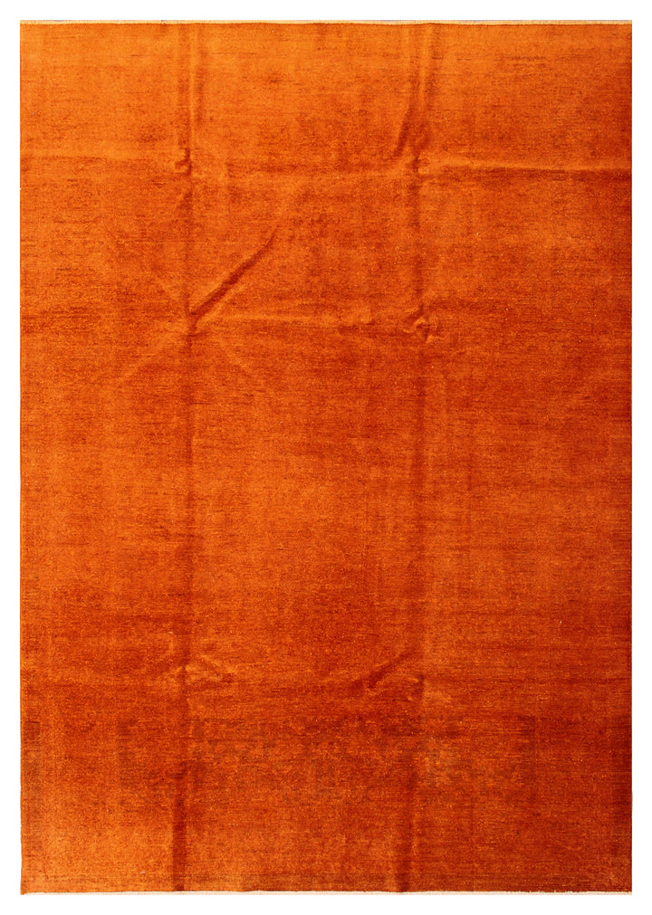 7'x10' Solid Orange Hand-Knotted Wool Ariana Overdyed Rug