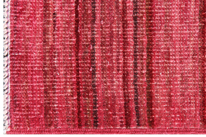 7'x10' Red Striped Modern Ariana Overdyed Area Rug