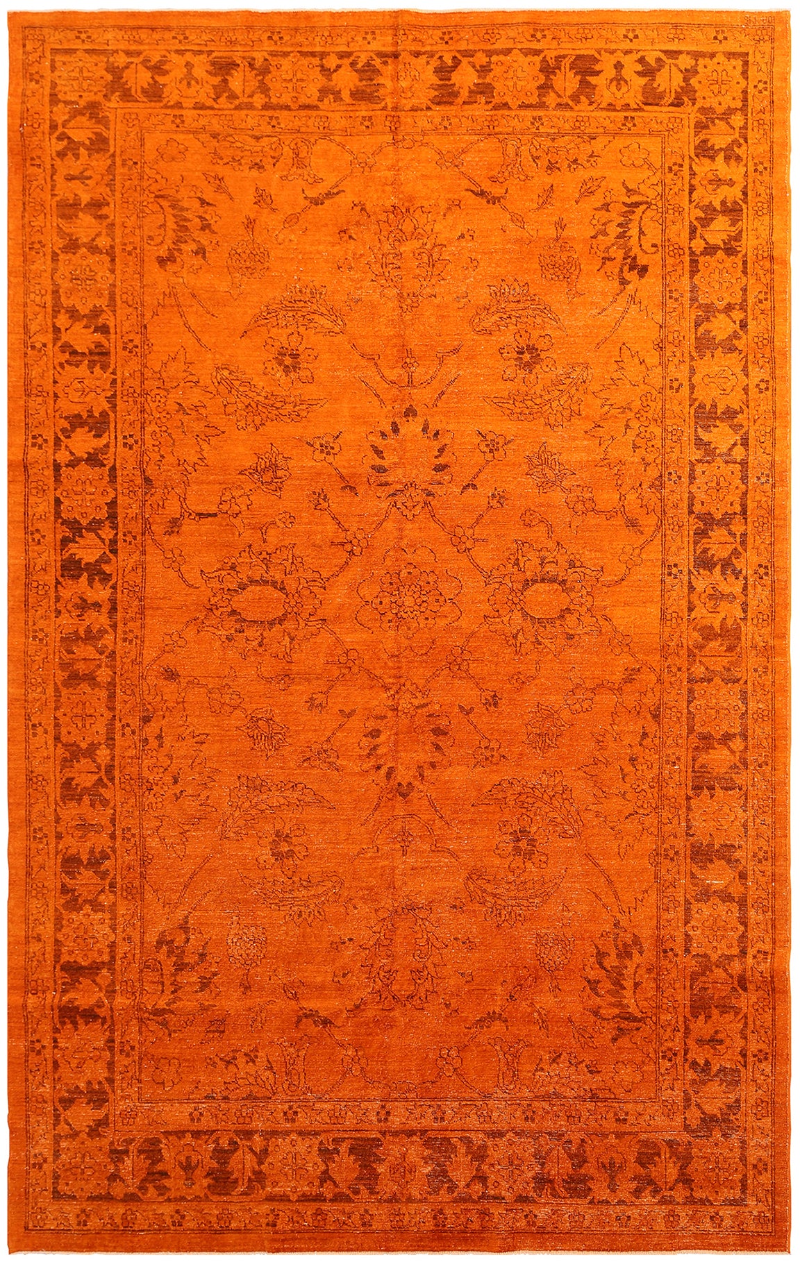 6'x9' Orange Persian Design Ariana Overdyed Rug