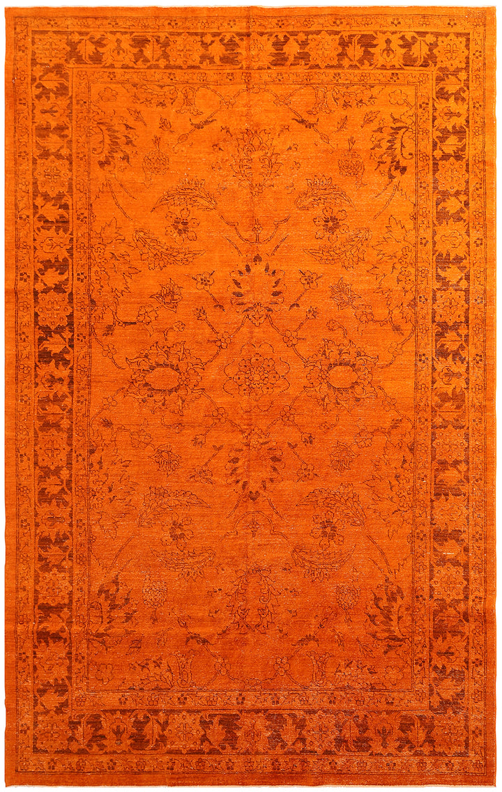 6'x9' Orange Persian Design Ariana Overdyed Rug