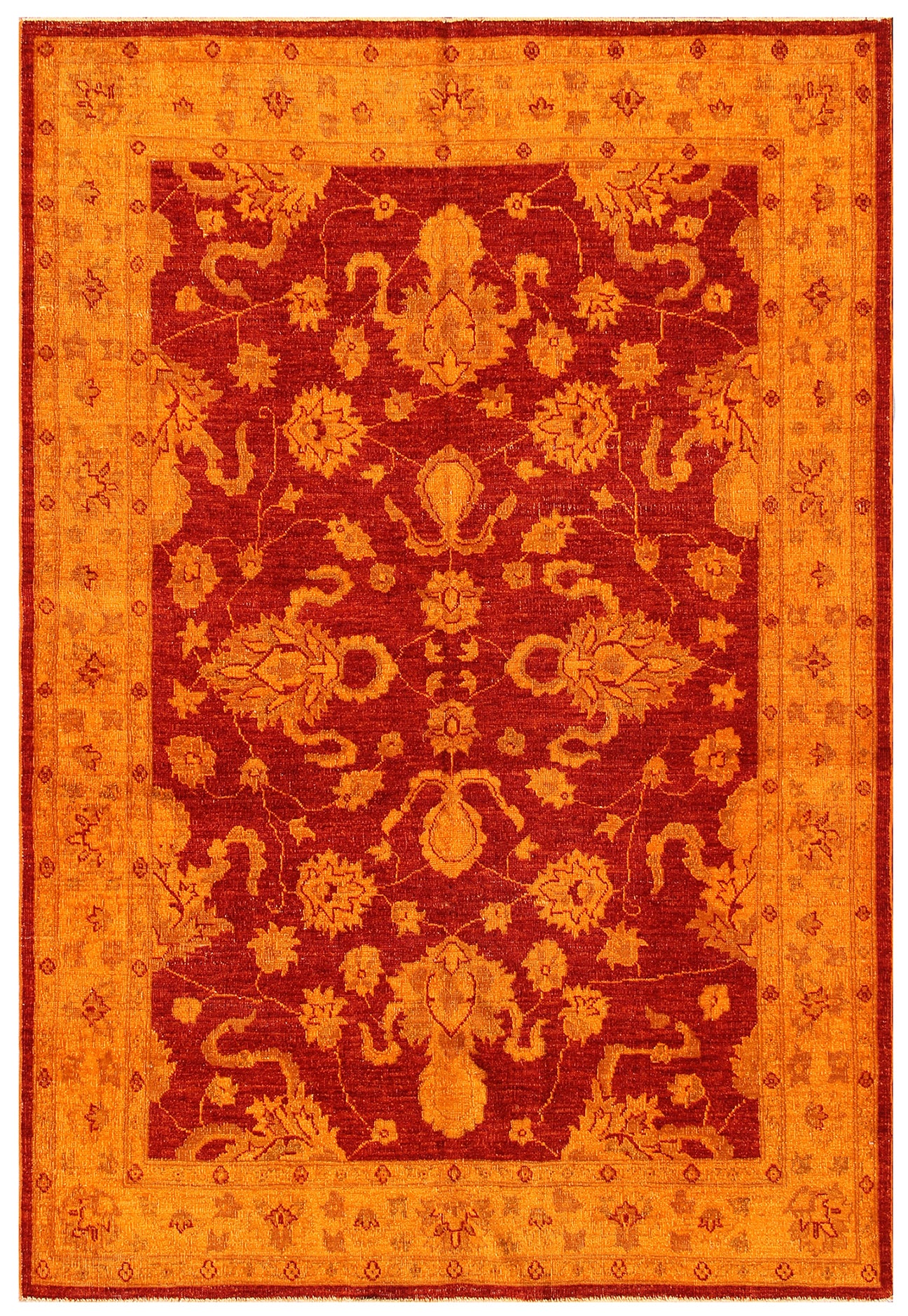 5x7 Red Tabriz Design Ariana Over-dye Rug