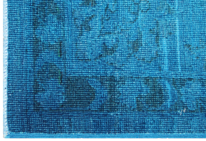 6'x9' Blue Persian Design Ariana Overdyed Wool Rug