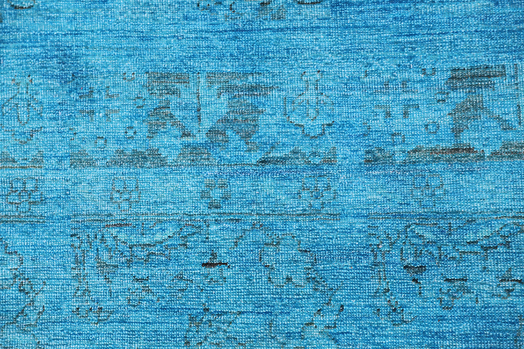 6'x7' Blue Persian Design Ariana Overdyed Rug