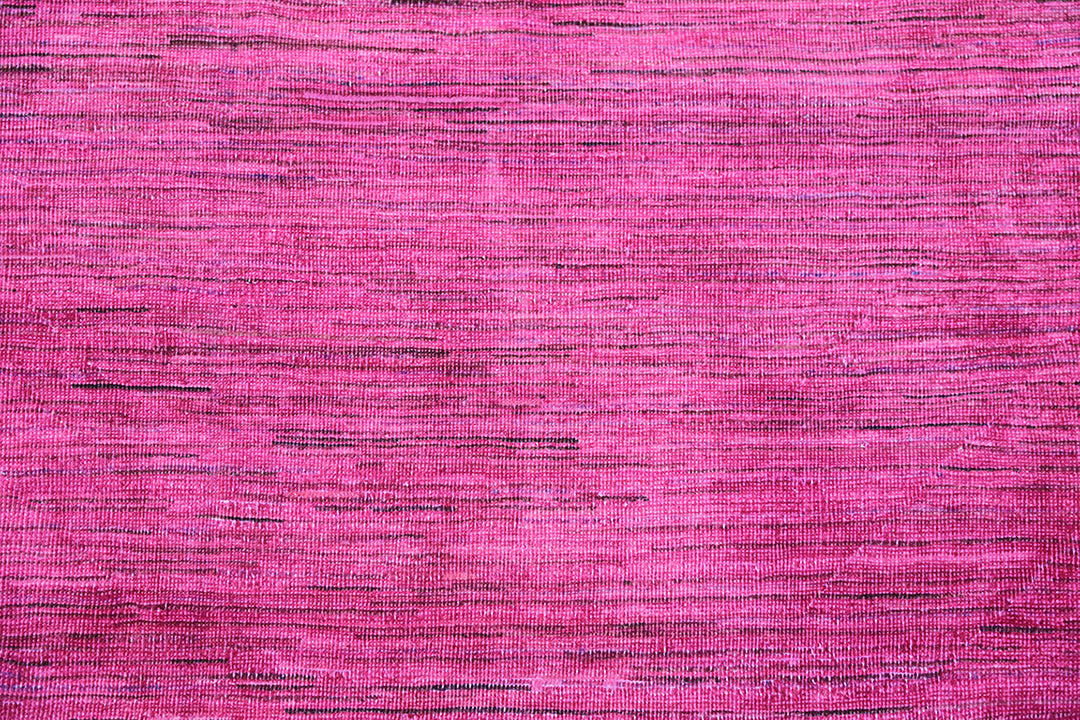 10'x13' Red Pink Thin Dark Brown Stripes Ariana Over-dye Rug