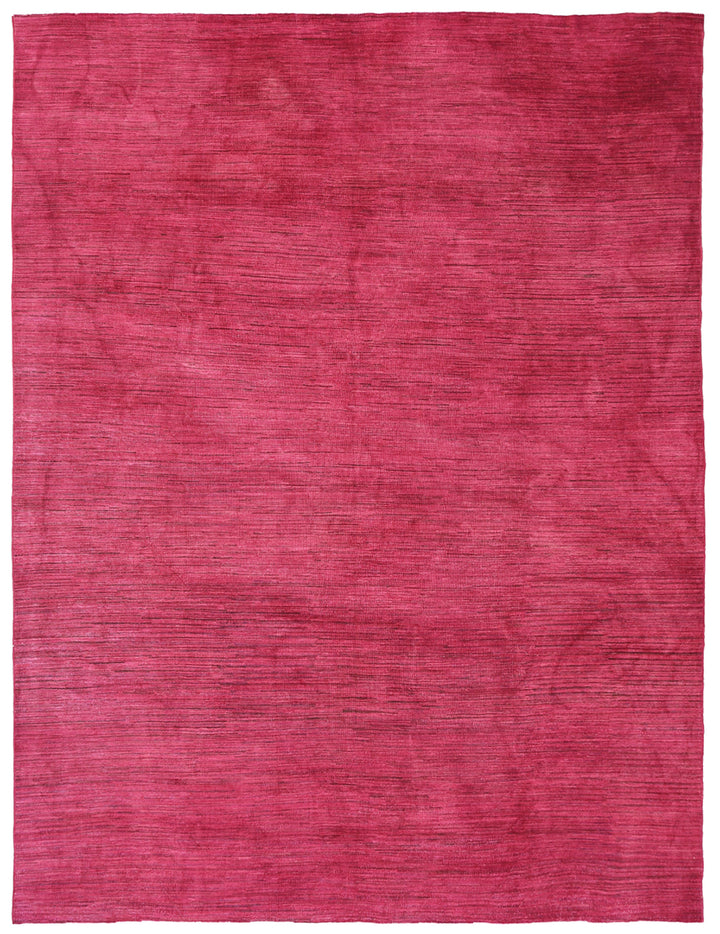 10'x13' Red Pink Thin Dark Brown Stripes Ariana Over-dye Rug