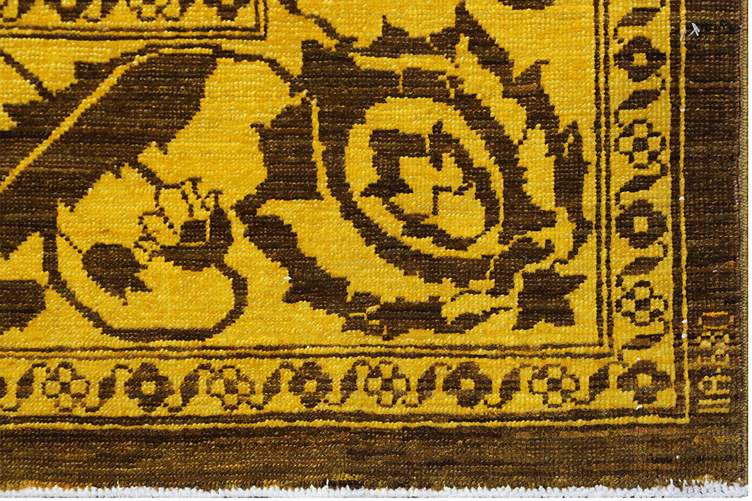 6'x9' Golden Yellow Brown Sultanabad Design Overdye Rug