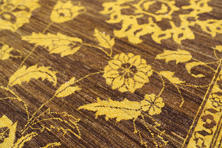 6'x9' Golden Yellow Brown Sultanabad Design Overdye Rug