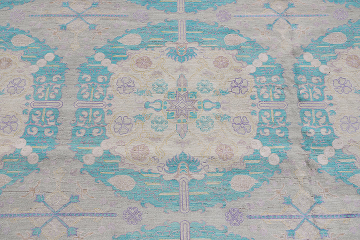 18'x23' Wool Rug | Palace Size | Blue, Pink | Spanish Design