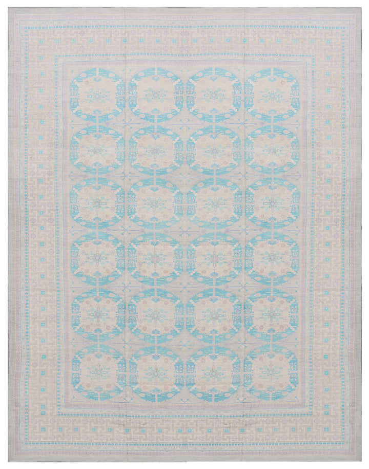 18'x23' Wool Rug | Palace Size | Blue, Pink | Spanish Design