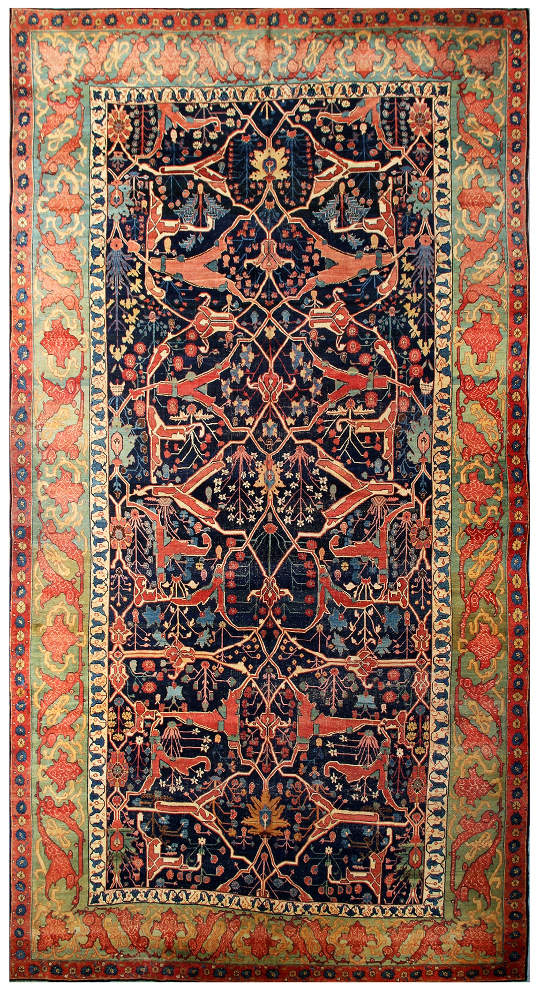 13x24 Navy Antique Persian Garruz Bidjar Rug