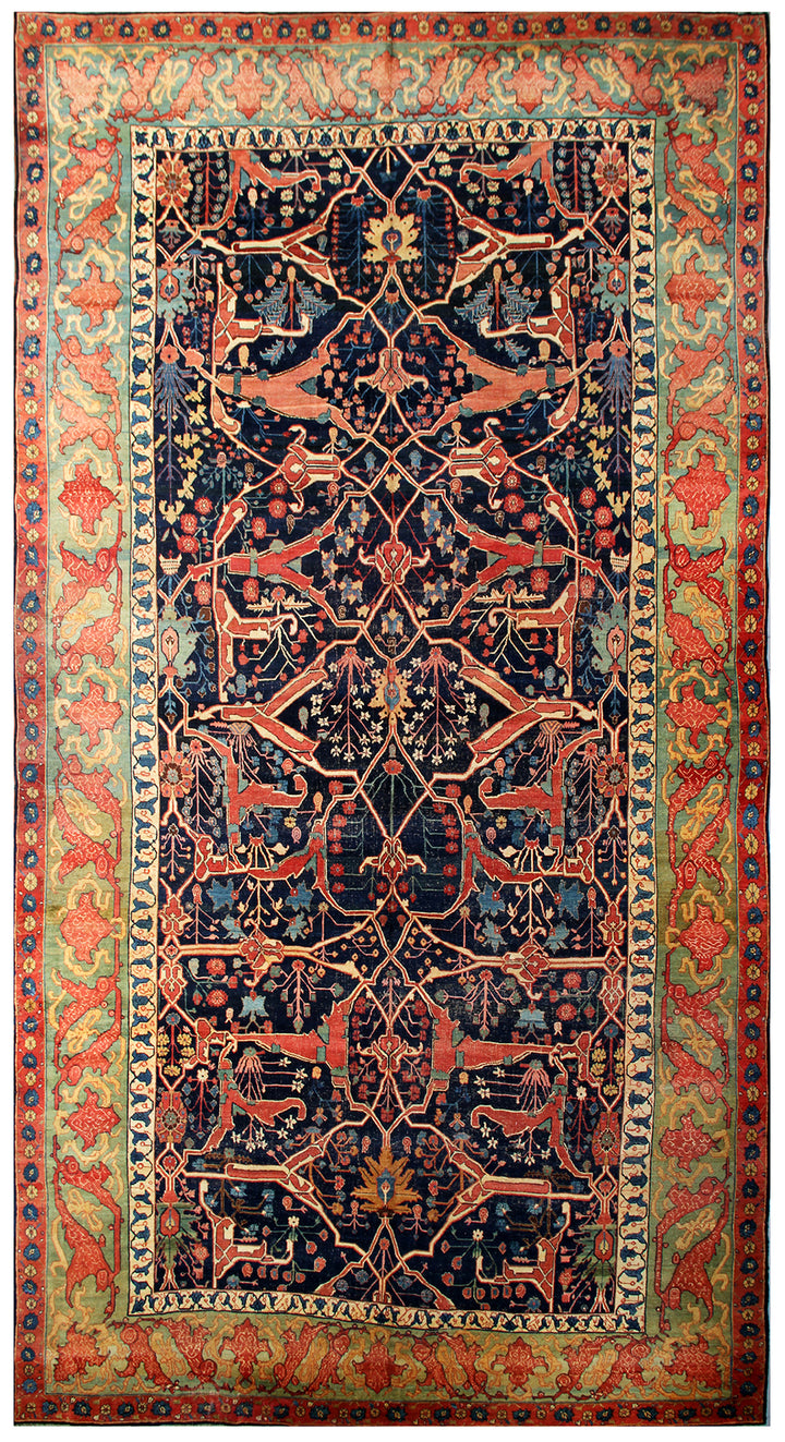 13'x24' Navy Antique Persian Garruz Bidjar Rug