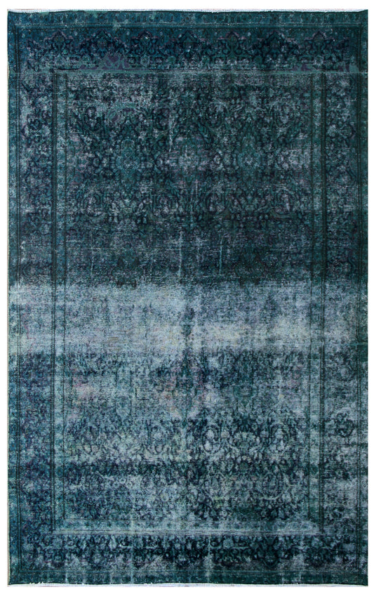 7x10 Vintage Persian Navy Blue Over-dye Area Rug