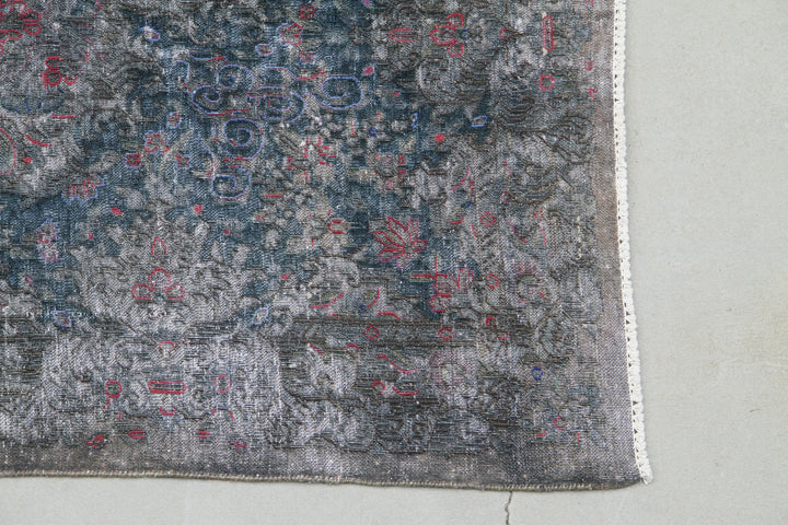 10'x15' Blue Pink Grey Vintage Persian Kerman Overdye Rug