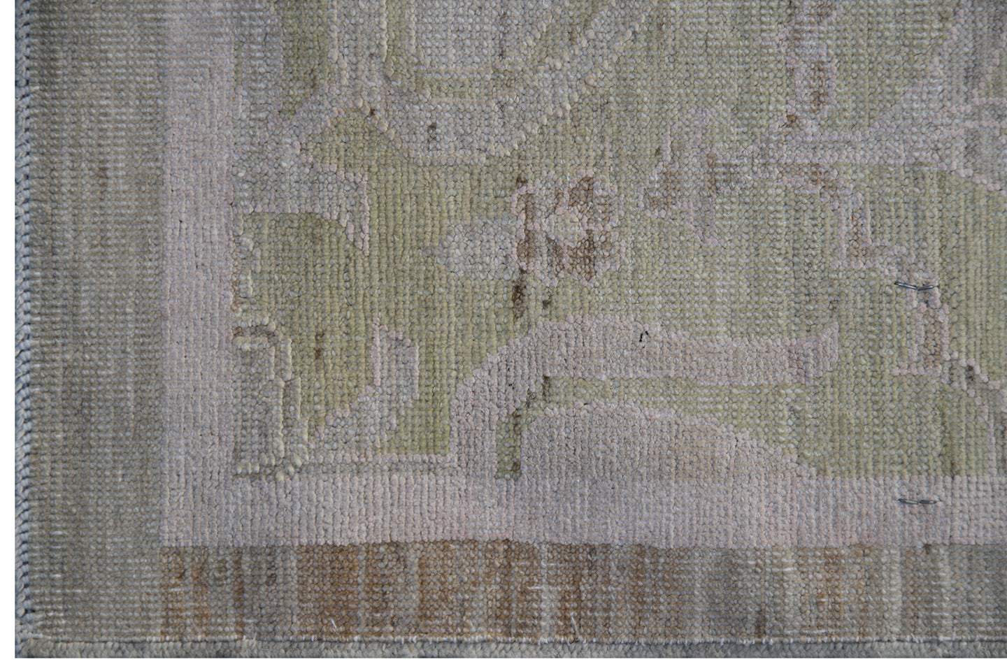 8'x9' Pale Green Faded Ottoman Design Wool and Silk Ariana Transitional Rug