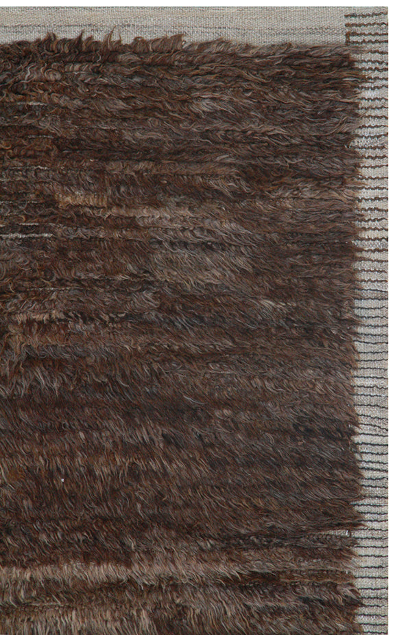 9'x12' Dark Brown Ariana Contemporary Moroccan Style Shaggy Barchi Rug