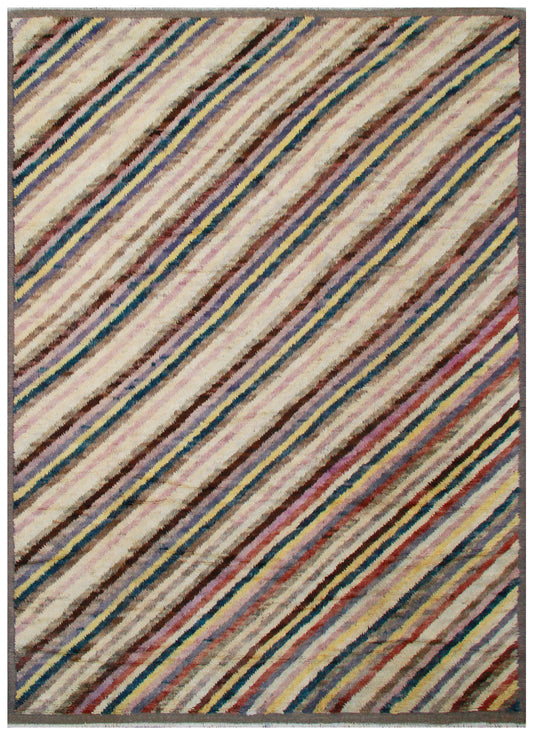8'x11' Ariana Moroccan Diagonal Striped Barchi Wool Area Rug