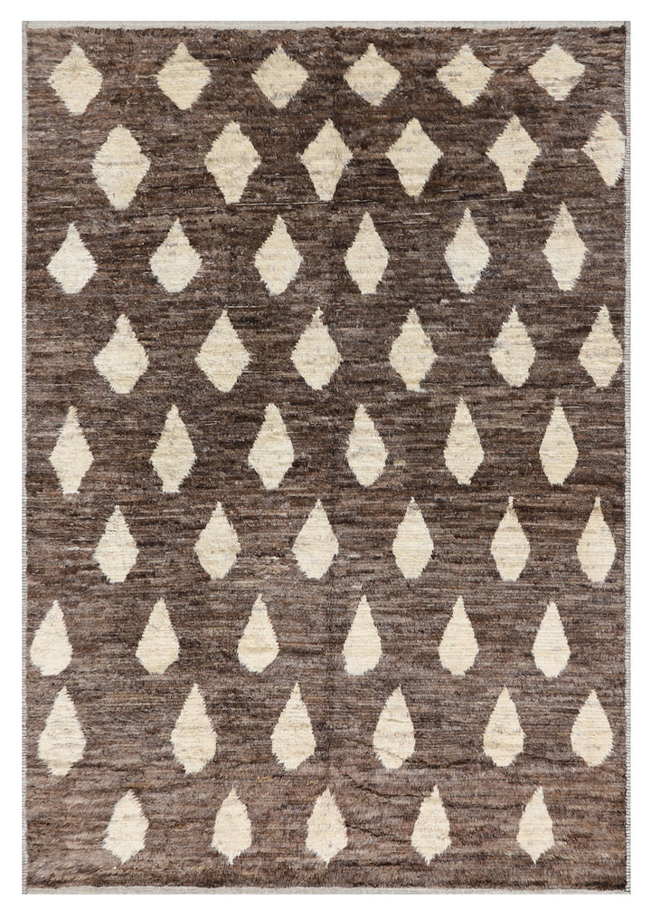 10'x13' Ariana Moroccan Brown and Beige Geometric Diamond Pattern Barchi Area Rug