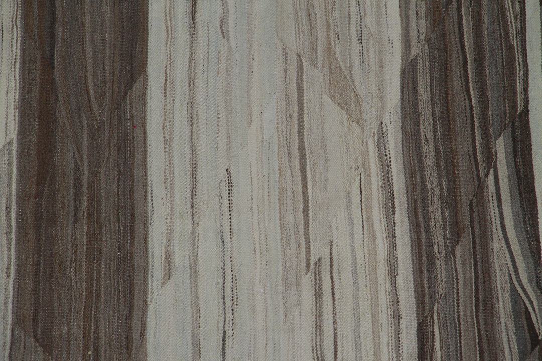 10'x13' Afghan Kilim | Ariana Striped Brown Beige Cream Kilim Rug