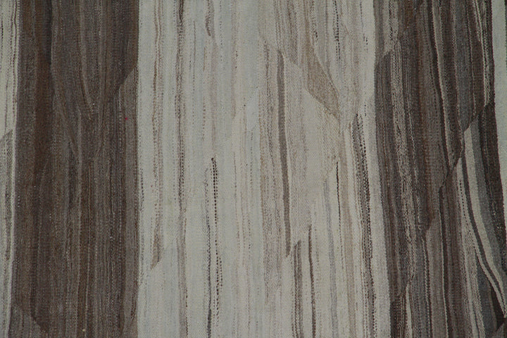 10'x13' Afghan Kilim | Ariana Striped Brown Beige Cream Kilim Rug