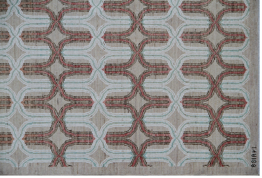 9'x12' Wool Rug | Ariana Modern | Ivory Brown Beige Rose Rug