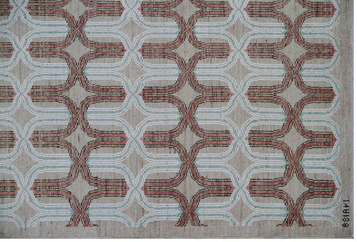 9'x12' Wool Rug | Ariana Modern | Ivory Brown Beige Rose Rug