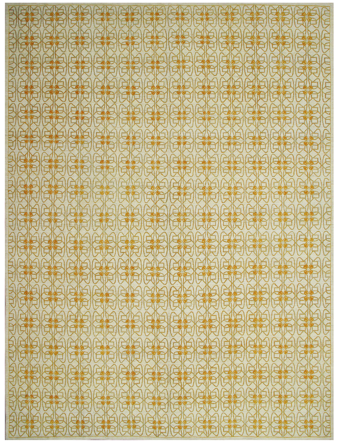 Gold and Ivory Geometric Rug