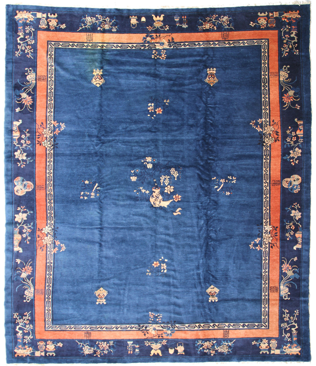 9'x12' Blue Antique Chinese Art Deco Peking Wool Area Rug