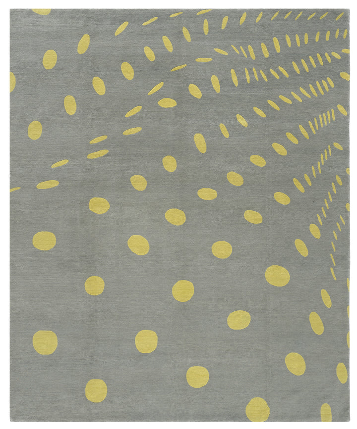 8'x10' Hand-Knotted Modern Polkadot Design Tibetan Wool 100 Knot Ariana Modern